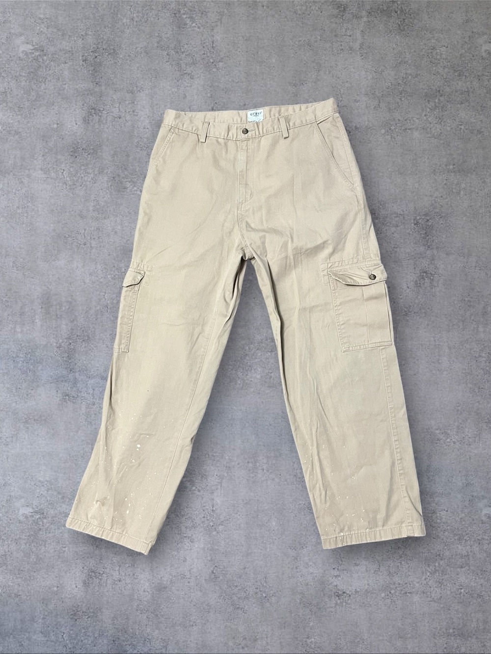 Vintage 90s / 2000s y2k Khaki Baggy Fit Cargo Guess Chinos Sz 34x32 Pants